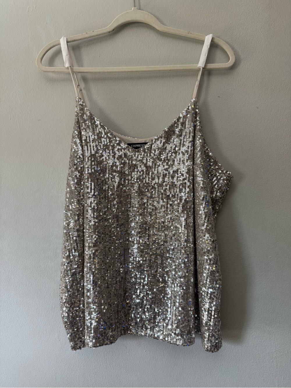 Express XL Champagne Sequin Cami Tank Top NWT Party Holiday Going Out - Picture 2 of 9